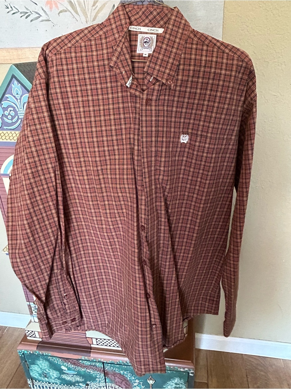 Cinch Men's Red-Brown Plaid Button-Down Shirt